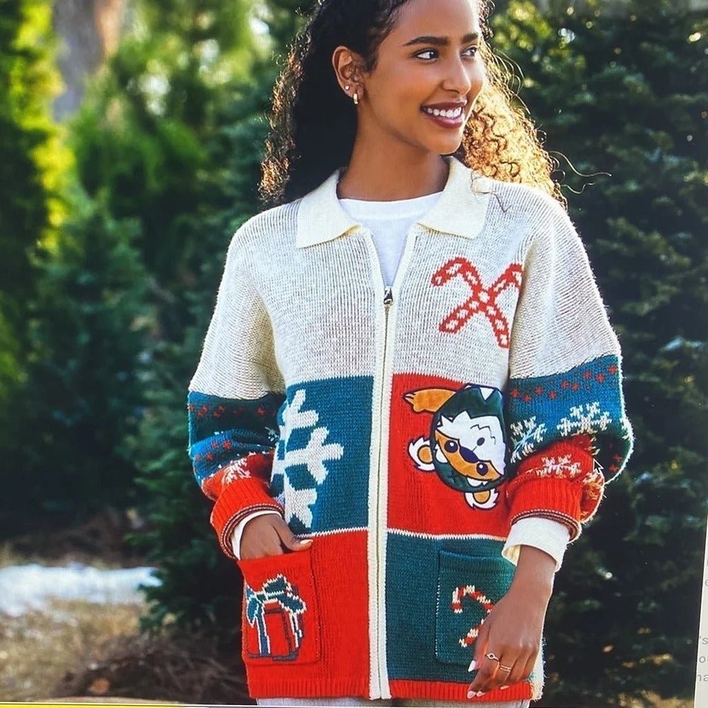 Disney parks Star Wars Christmas Ewok zip cardigan sweater  XXL spirit jersey